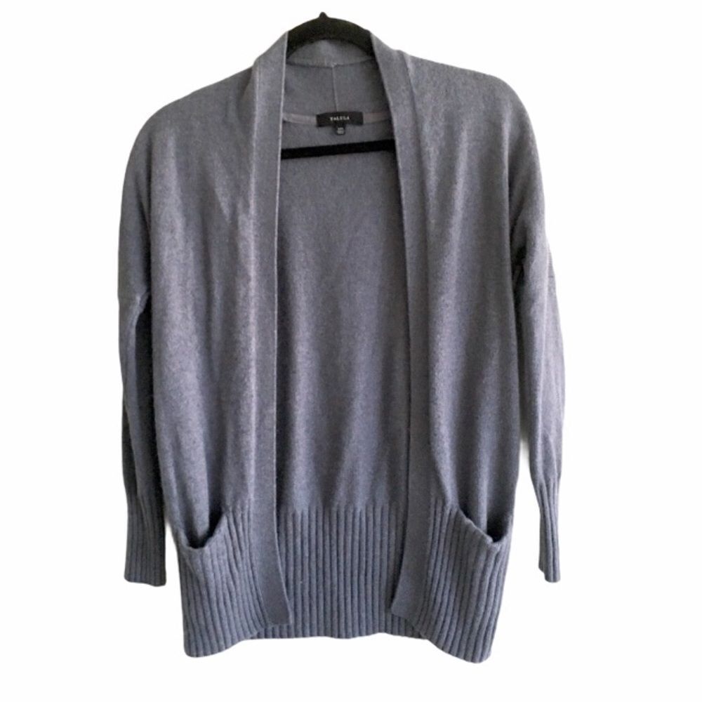 ARITZIA Talula Cashmere Blend Open Front Long Sleeve Cardigan Sweater Blue XXS